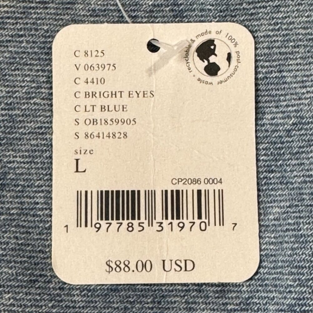 We The Free People High Roller Denim Shortall Women L Light Blue Bright Eyes NWT - Picture 6 of 7